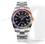 JVS Swiss 3235 Rolex Datejust 41mm Black Dial Rainbow Sapphire Replica Watch